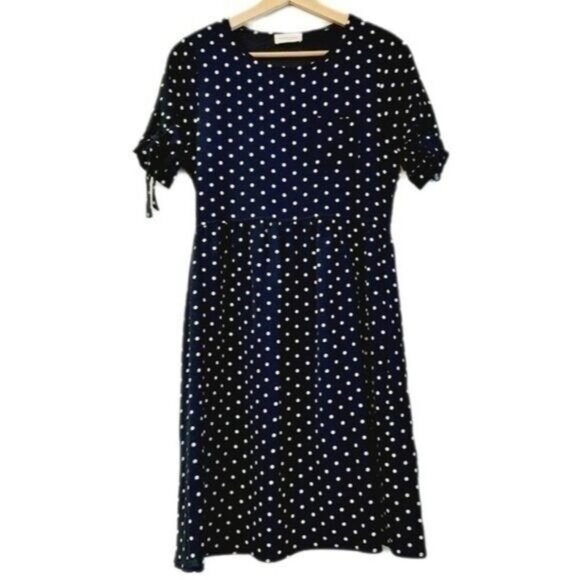 ORANGE CREEK Dress Navy Blue w/ White Polka Dot Sz XS - Picture 1 of 10